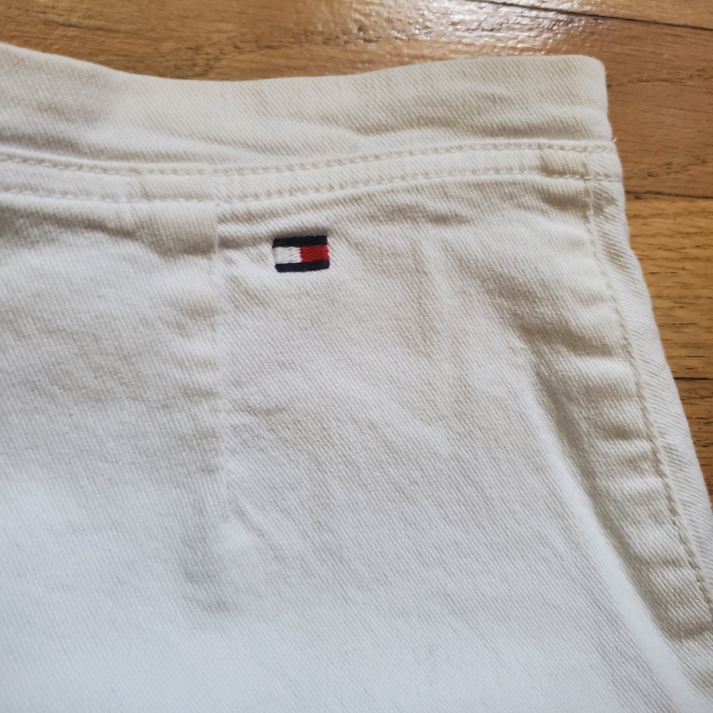 VTG Y2k Tommy Hilfiger White Denim Skirt Size 10 90s Preppy Coastal Western - Picture 5 of 13